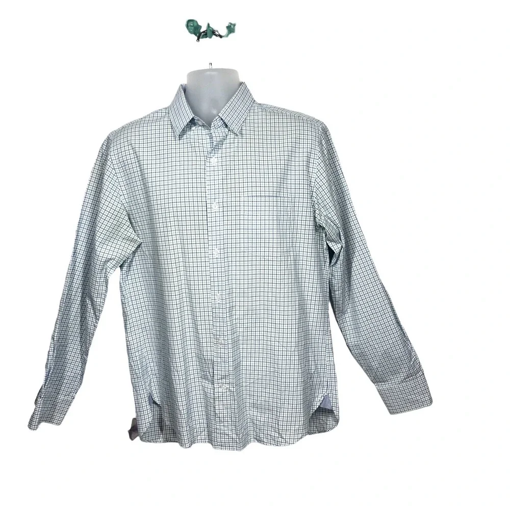 Bonobos Shirt Mens L Teal‎ Tattersall Plaid Button Down Long Sleeve Slim Fit